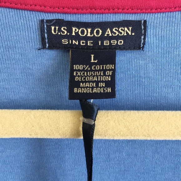 US Polo Long-sleeve Ribbed V-neck Tee-Blue - Picture 3 of 4